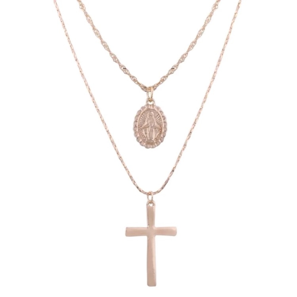 2 FOR 1! Lightweight Cross Religious Necklace Set - Picture 2 of 7